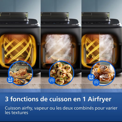 Philips Airfryer Série 5000 - Air Fryer double panier avec cuisson vapeur, 9L